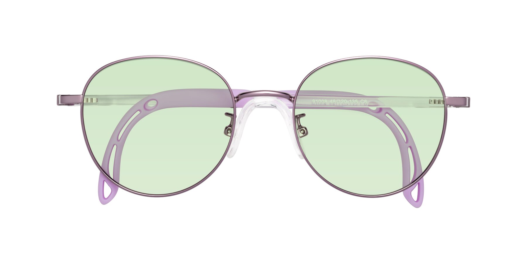 Folded Front of Ann in Magician Purple with Light Green Tinted Lenses