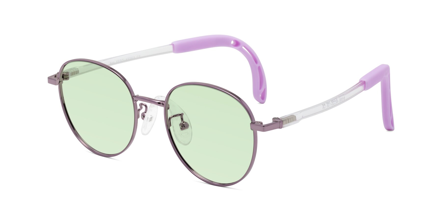 Angle of Ann in Magician Purple with Light Green Tinted Lenses