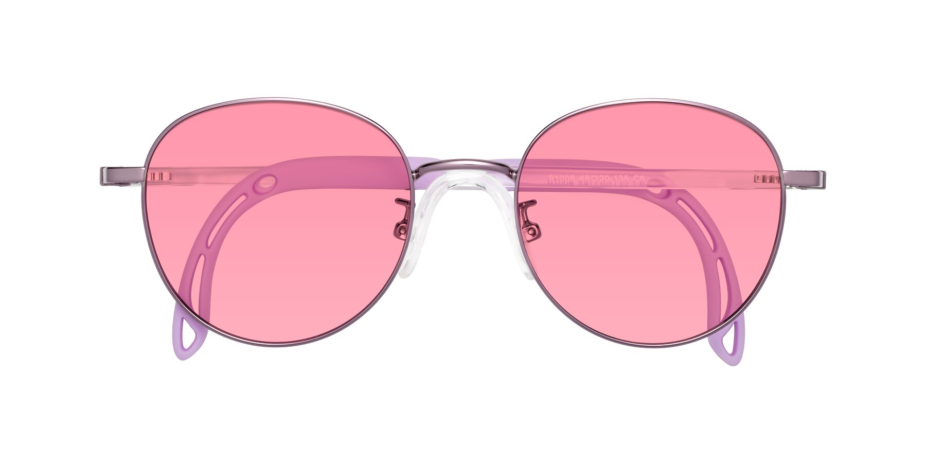 Folded Front of Ann in Magician Purple with Pink Tinted Lenses