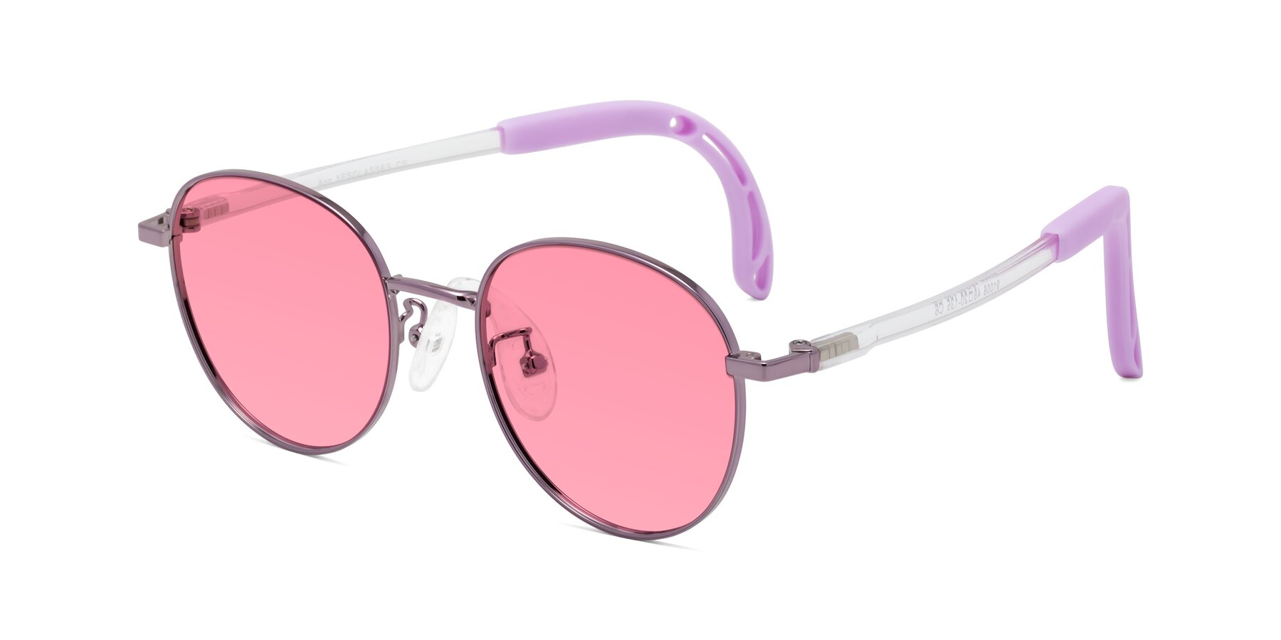 Angle of Ann in Magician Purple with Pink Tinted Lenses