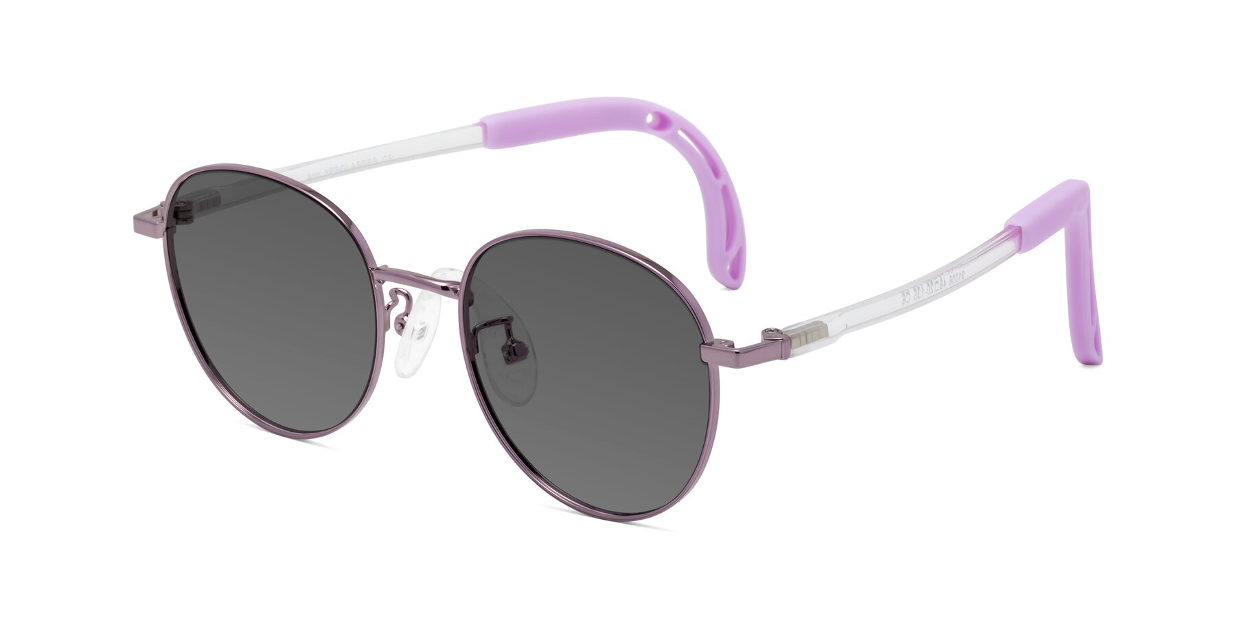 Angle of Ann in Magician Purple with Medium Gray Tinted Lenses