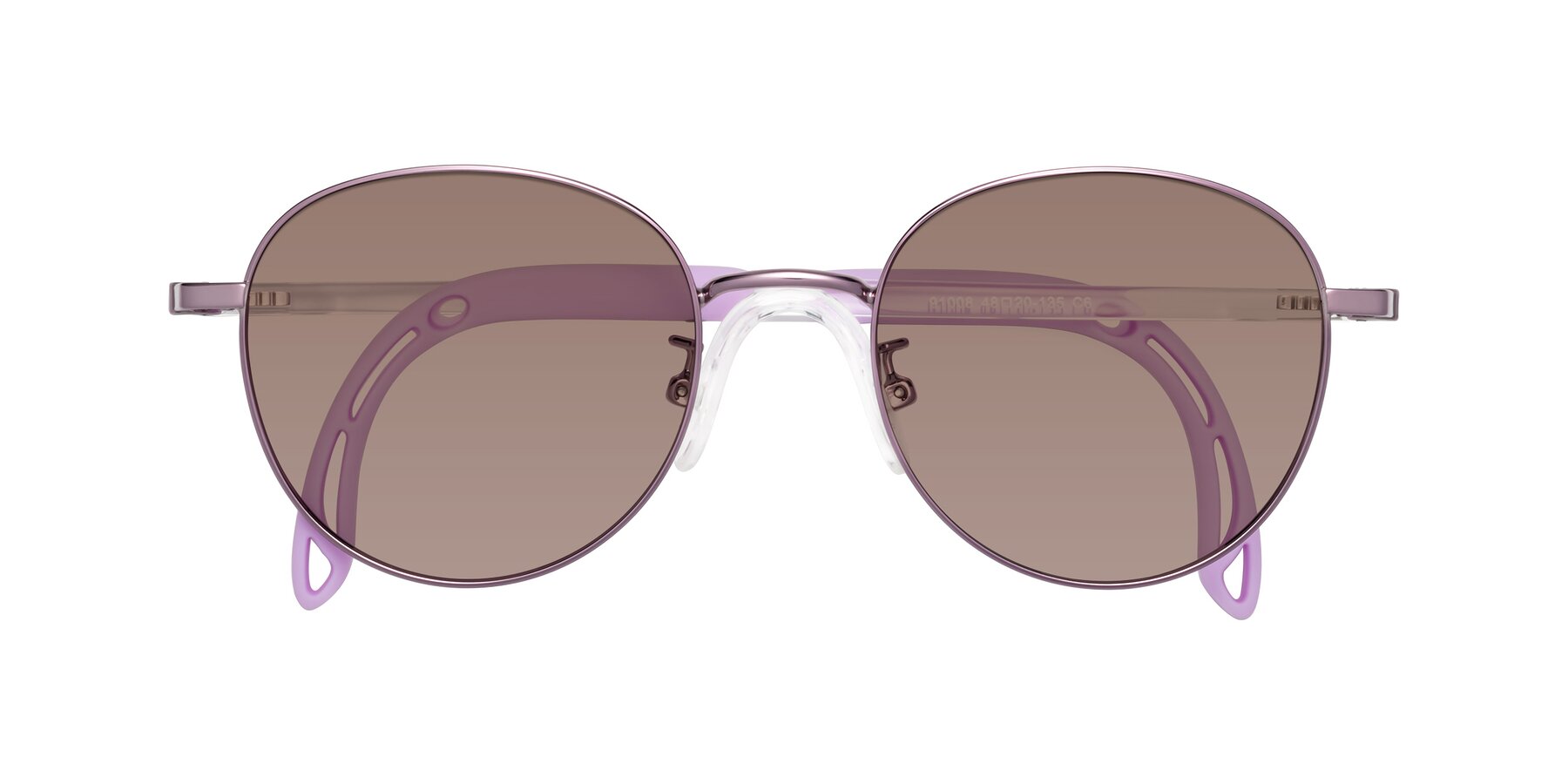 Folded Front of Ann in Magician Purple with Medium Brown Tinted Lenses