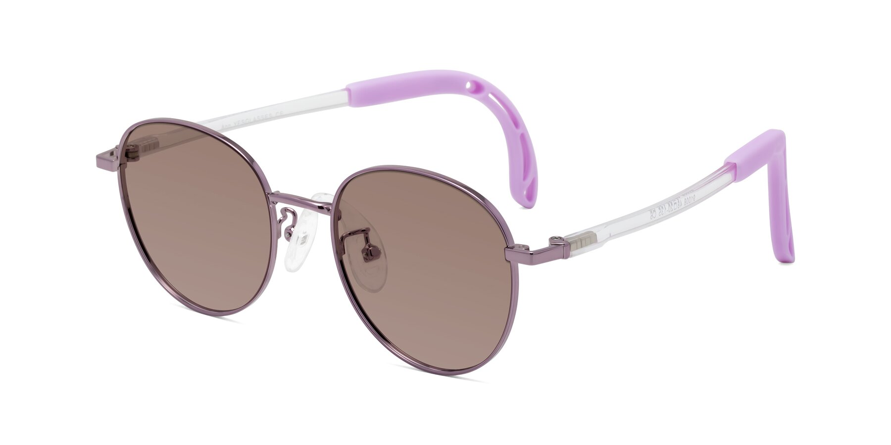 Angle of Ann in Magician Purple with Medium Brown Tinted Lenses