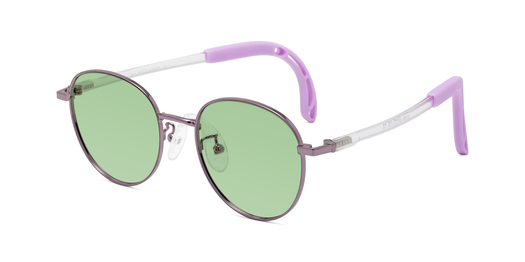 Angle of Ann in Magician Purple with Medium Green Tinted Lenses