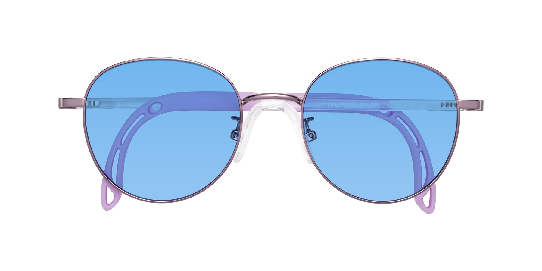 Folded Front of Ann in Magician Purple with Medium Blue Tinted Lenses