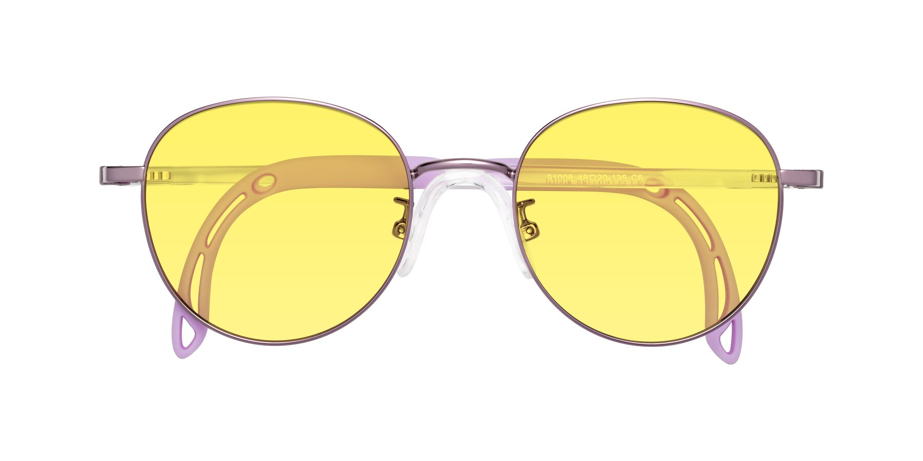 Folded Front of Ann in Magician Purple with Medium Yellow Tinted Lenses