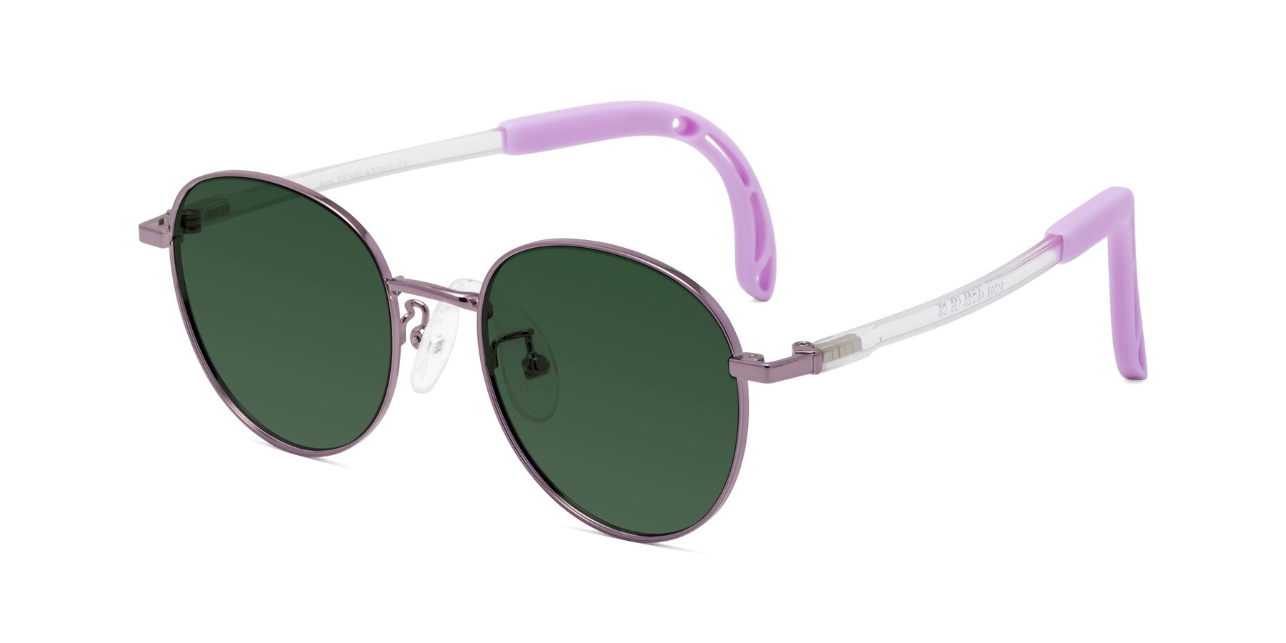 Angle of Ann in Magician Purple with Green Tinted Lenses