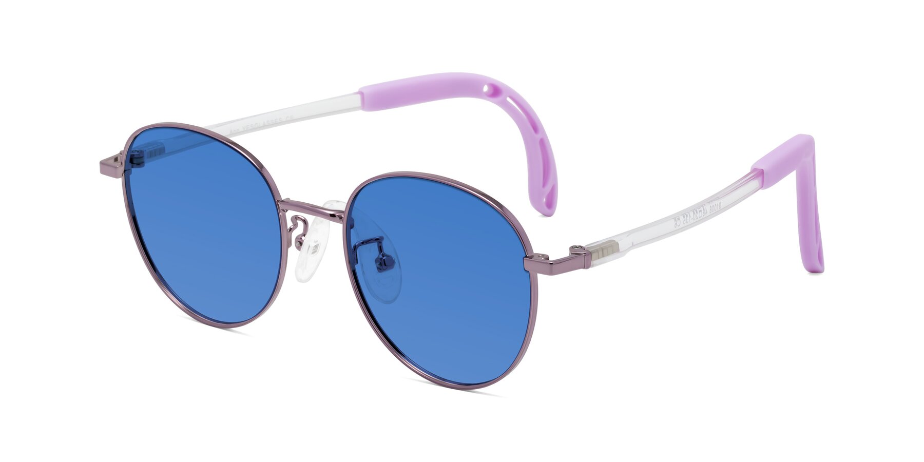 Angle of Ann in Magician Purple with Blue Tinted Lenses