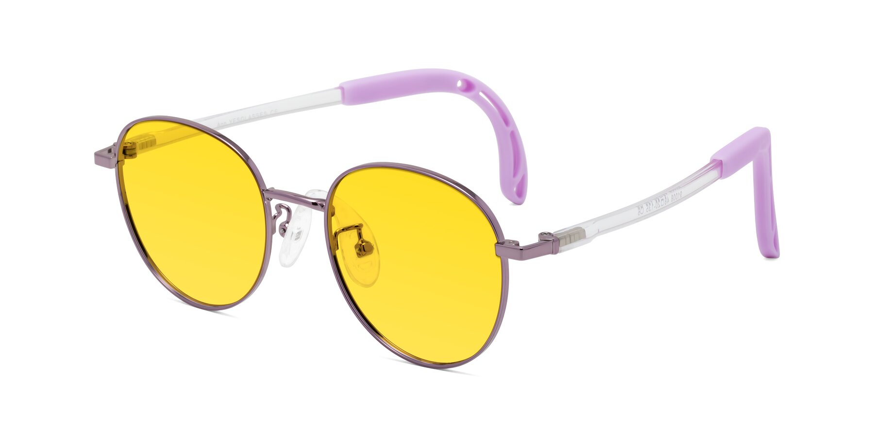 Angle of Ann in Magician Purple with Yellow Tinted Lenses