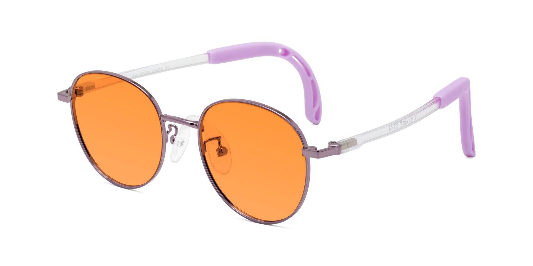 Angle of Ann in Magician Purple with Orange Tinted Lenses