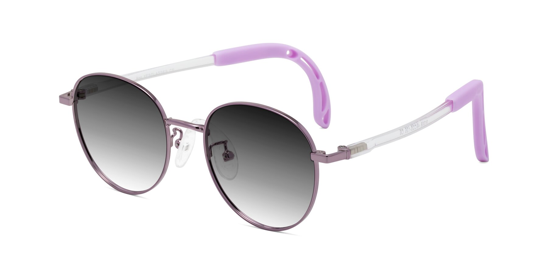 Angle of Ann in Magician Purple with Gray Gradient Lenses