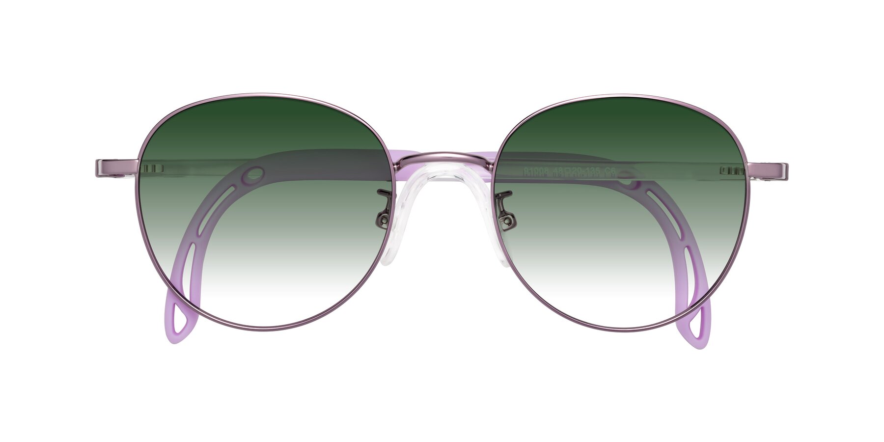 Folded Front of Ann in Magician Purple with Green Gradient Lenses