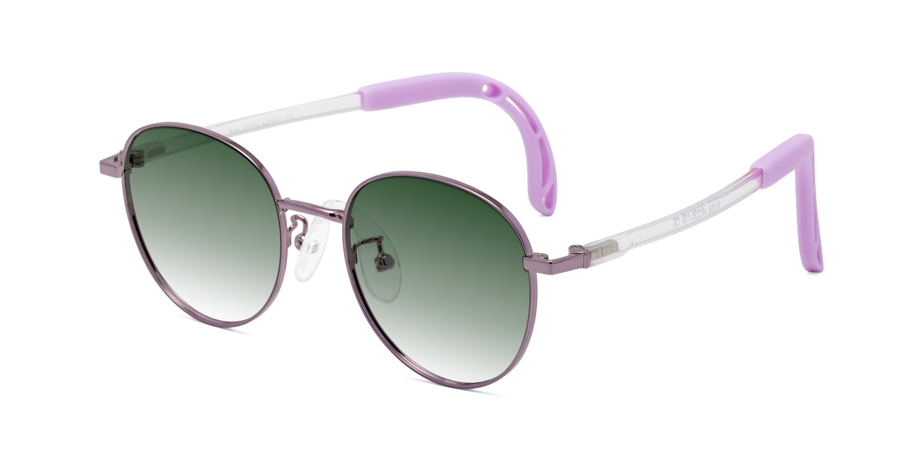 Angle of Ann in Magician Purple with Green Gradient Lenses