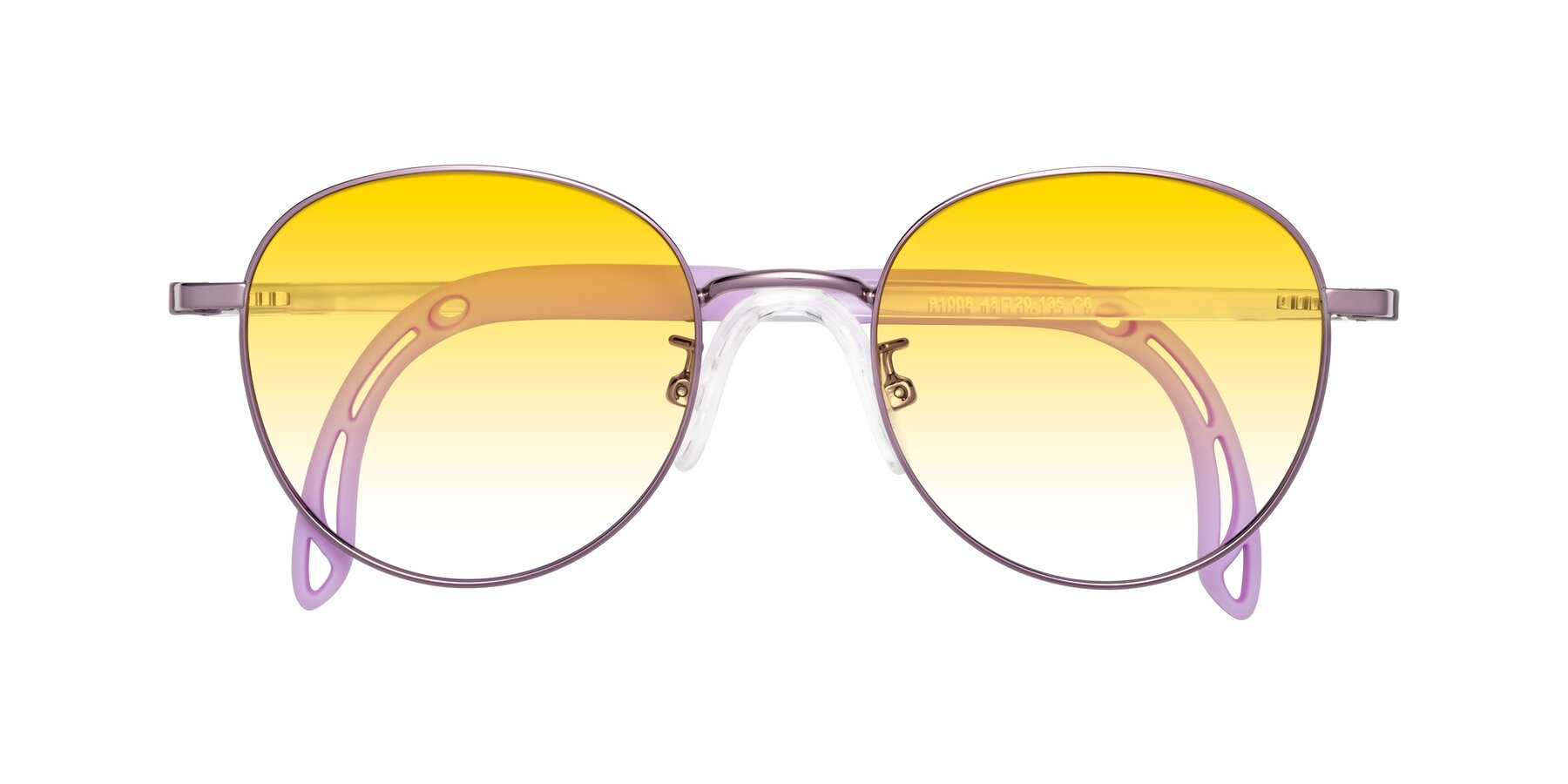 Folded Front of Ann in Magician Purple with Yellow Gradient Lenses