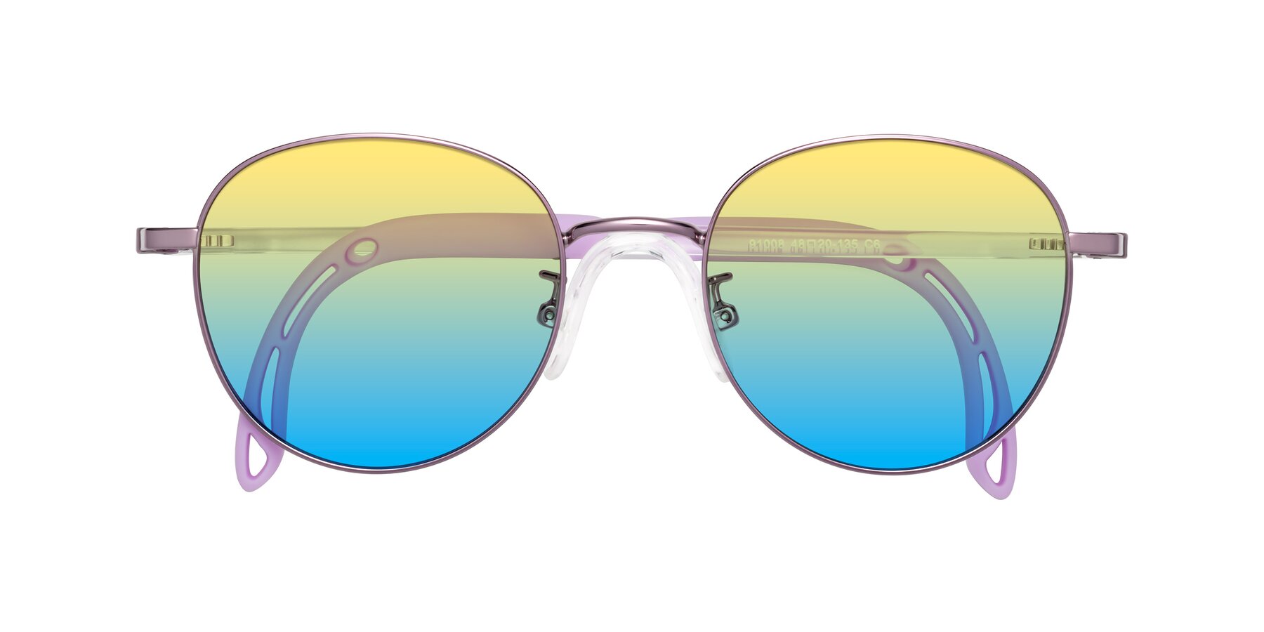 Folded Front of Ann in Magician Purple with Yellow / Blue Gradient Lenses