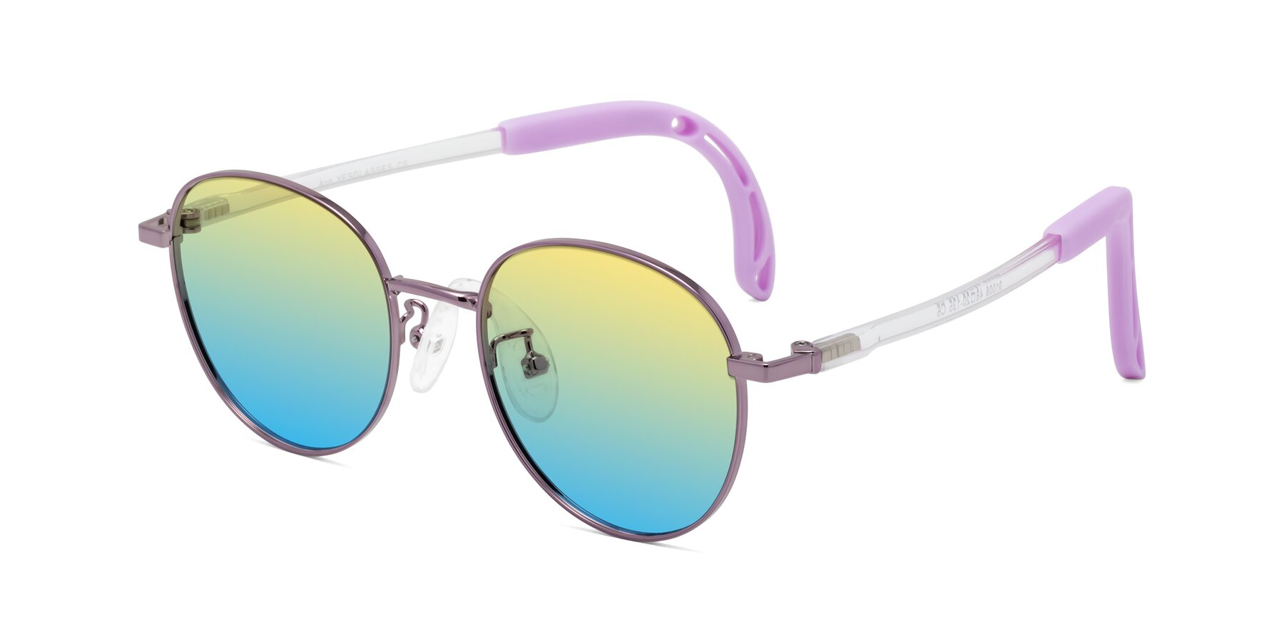 Angle of Ann in Magician Purple with Yellow / Blue Gradient Lenses