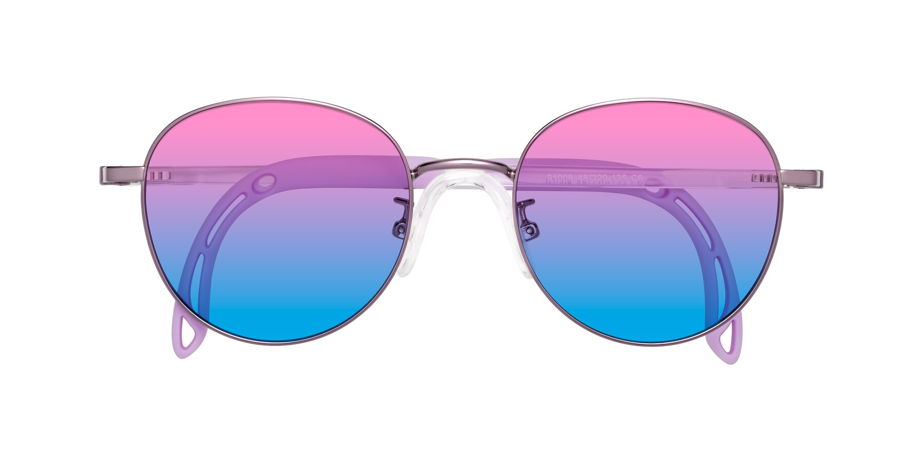 Folded Front of Ann in Magician Purple with Pink / Blue Gradient Lenses