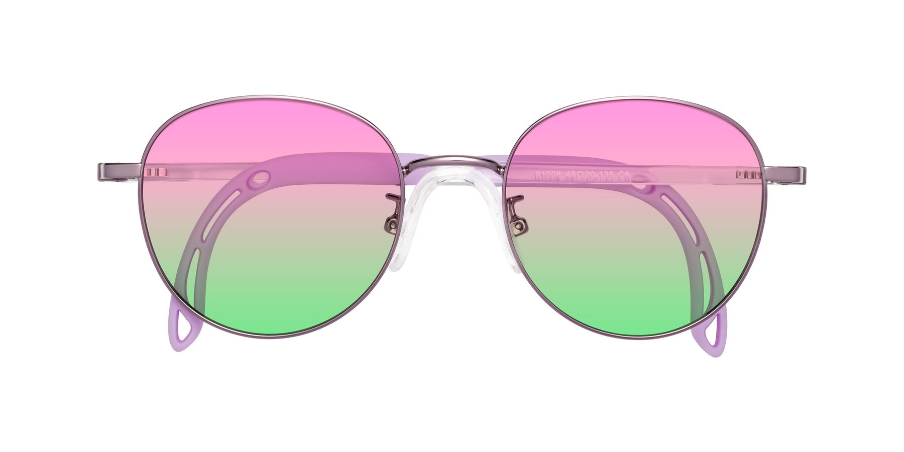 Folded Front of Ann in Magician Purple with Pink / Green Gradient Lenses