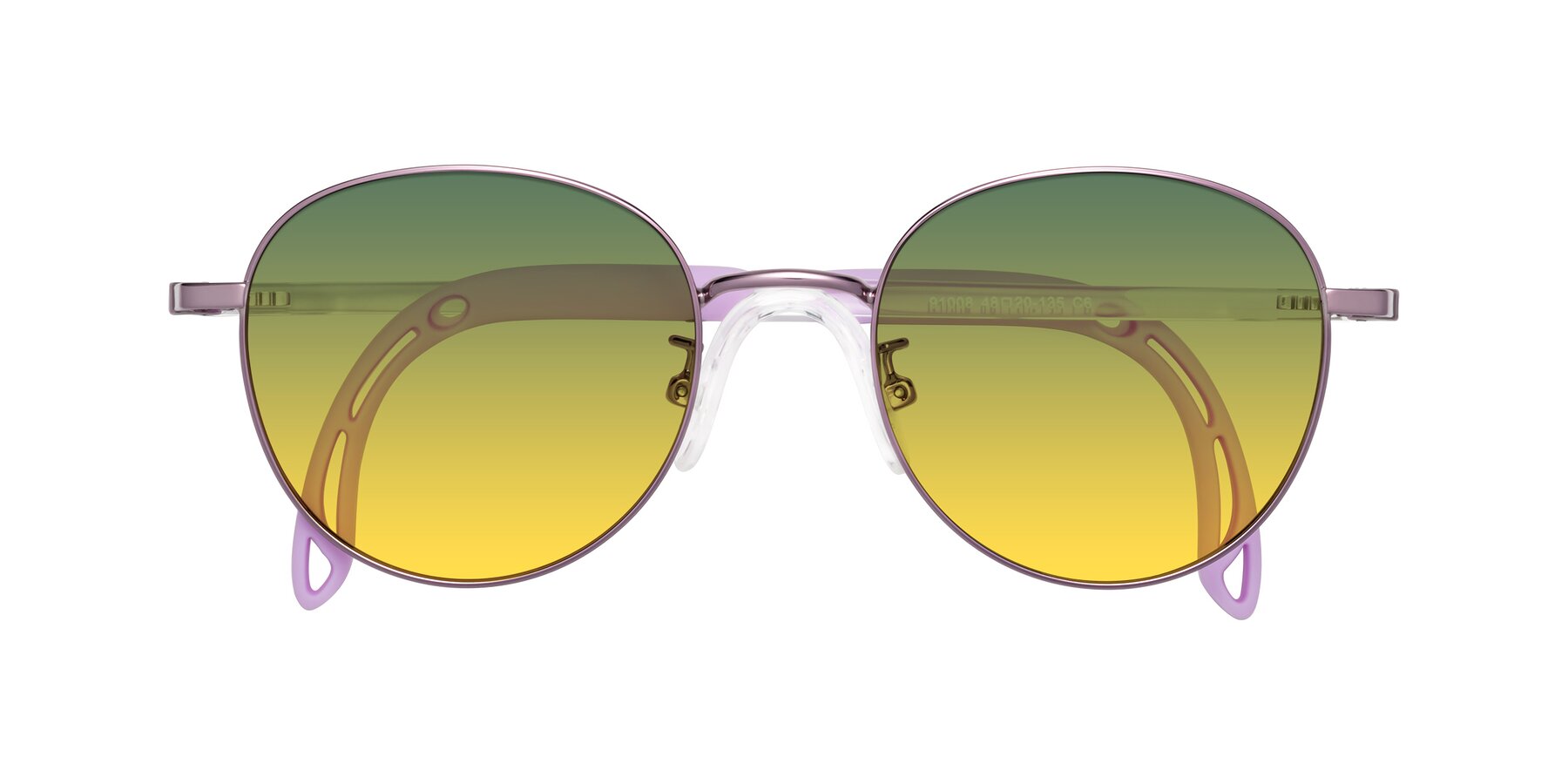 Folded Front of Ann in Magician Purple with Green / Yellow Gradient Lenses