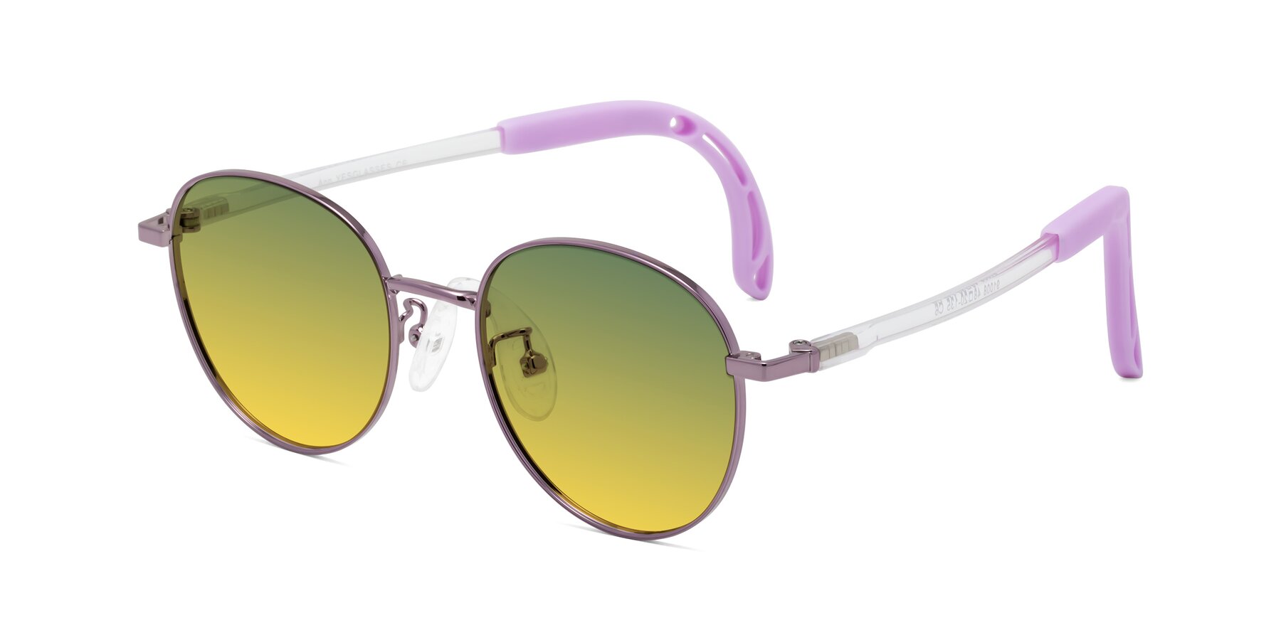 Angle of Ann in Magician Purple with Green / Yellow Gradient Lenses