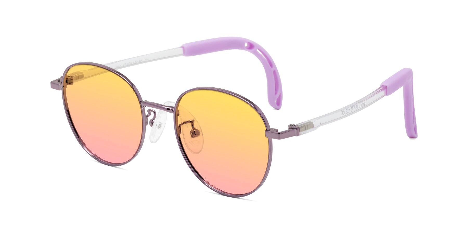 Angle of Ann in Magician Purple with Yellow / Pink Gradient Lenses