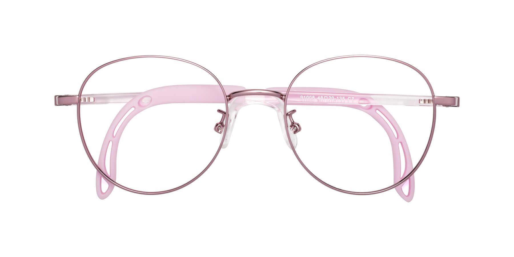 Folded Front of Ann in Artist Pink with Clear Eyeglass Lenses