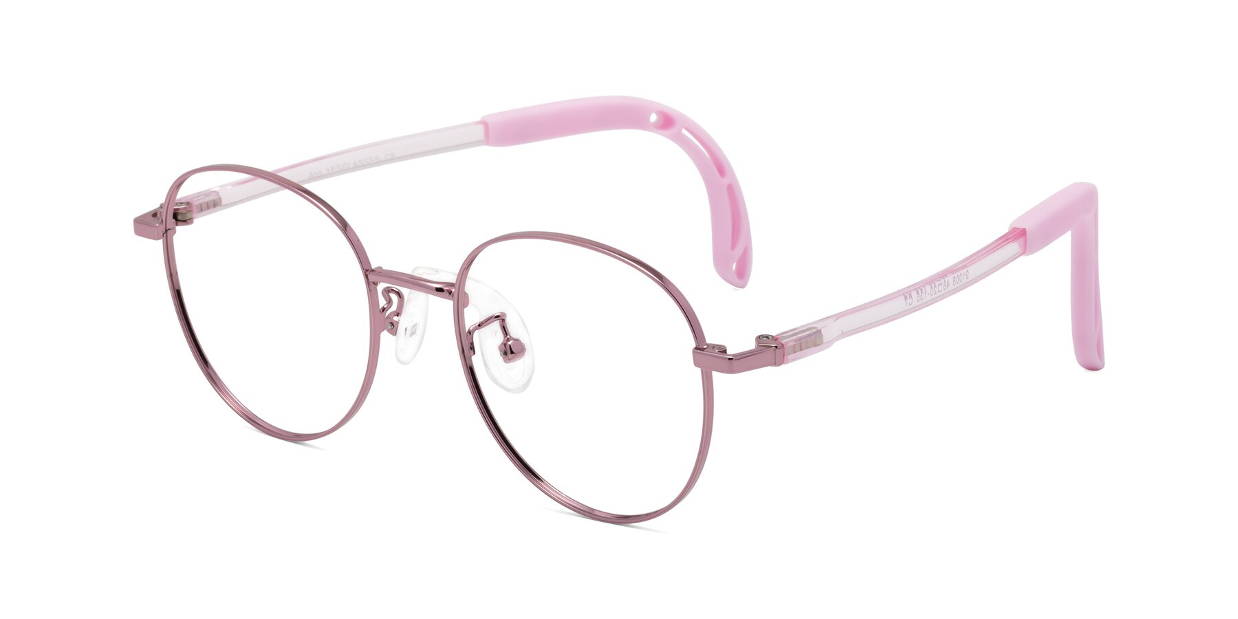 Angle of Ann in Artist Pink with Clear Eyeglass Lenses