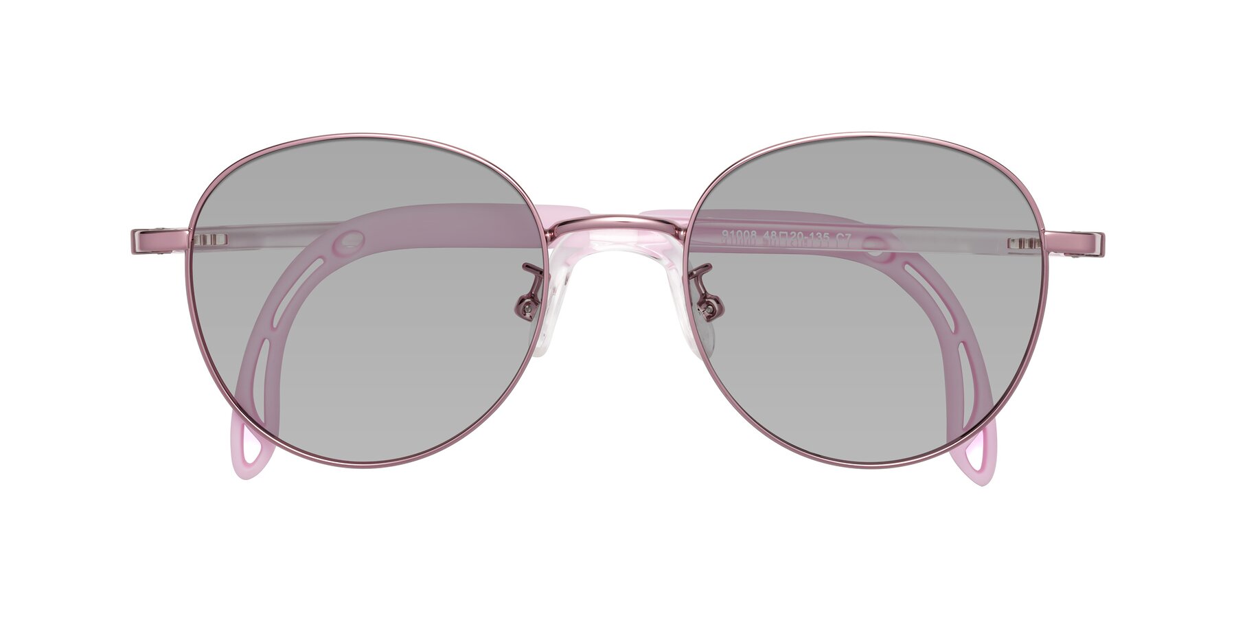 Folded Front of Ann in Artist Pink with Light Gray Tinted Lenses