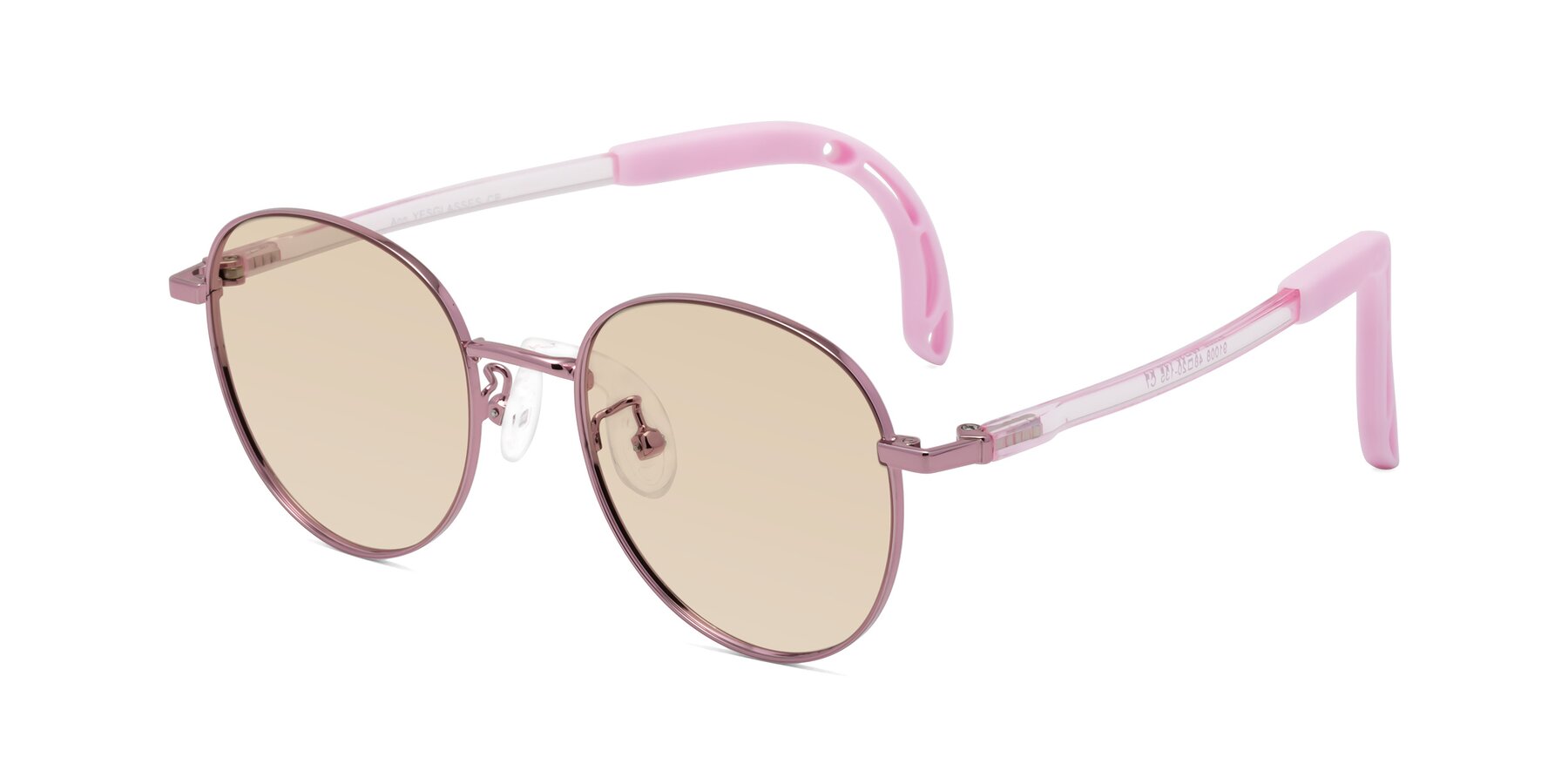 Angle of Ann in Artist Pink with Light Brown Tinted Lenses