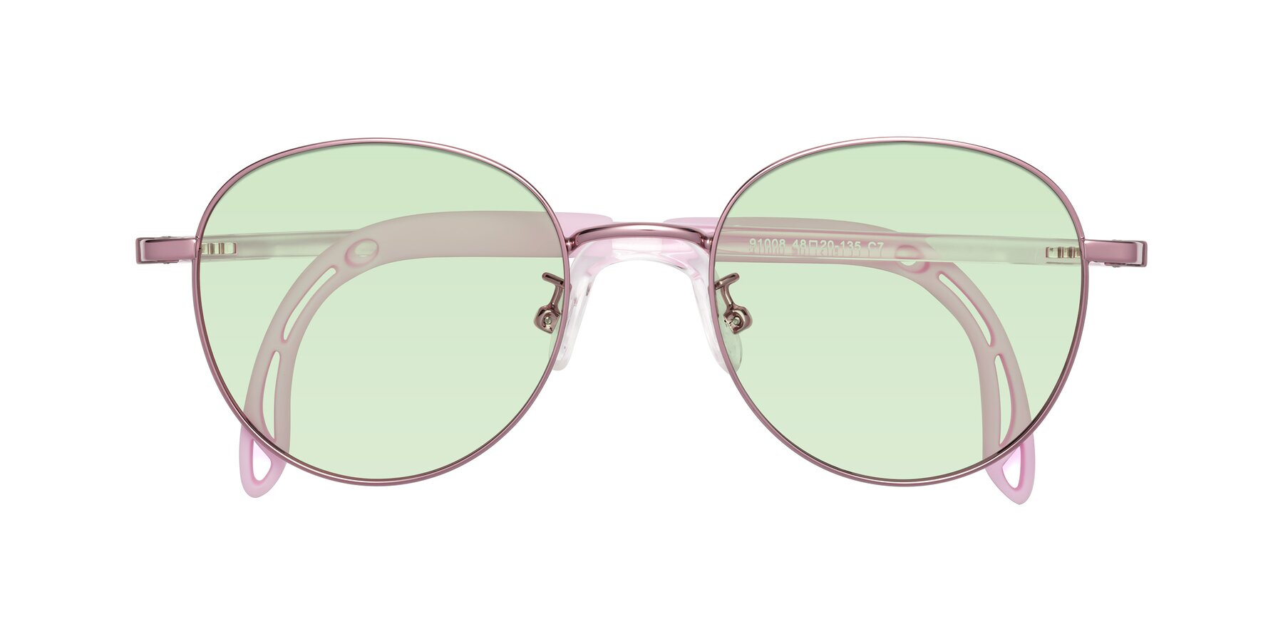 Folded Front of Ann in Artist Pink with Light Green Tinted Lenses