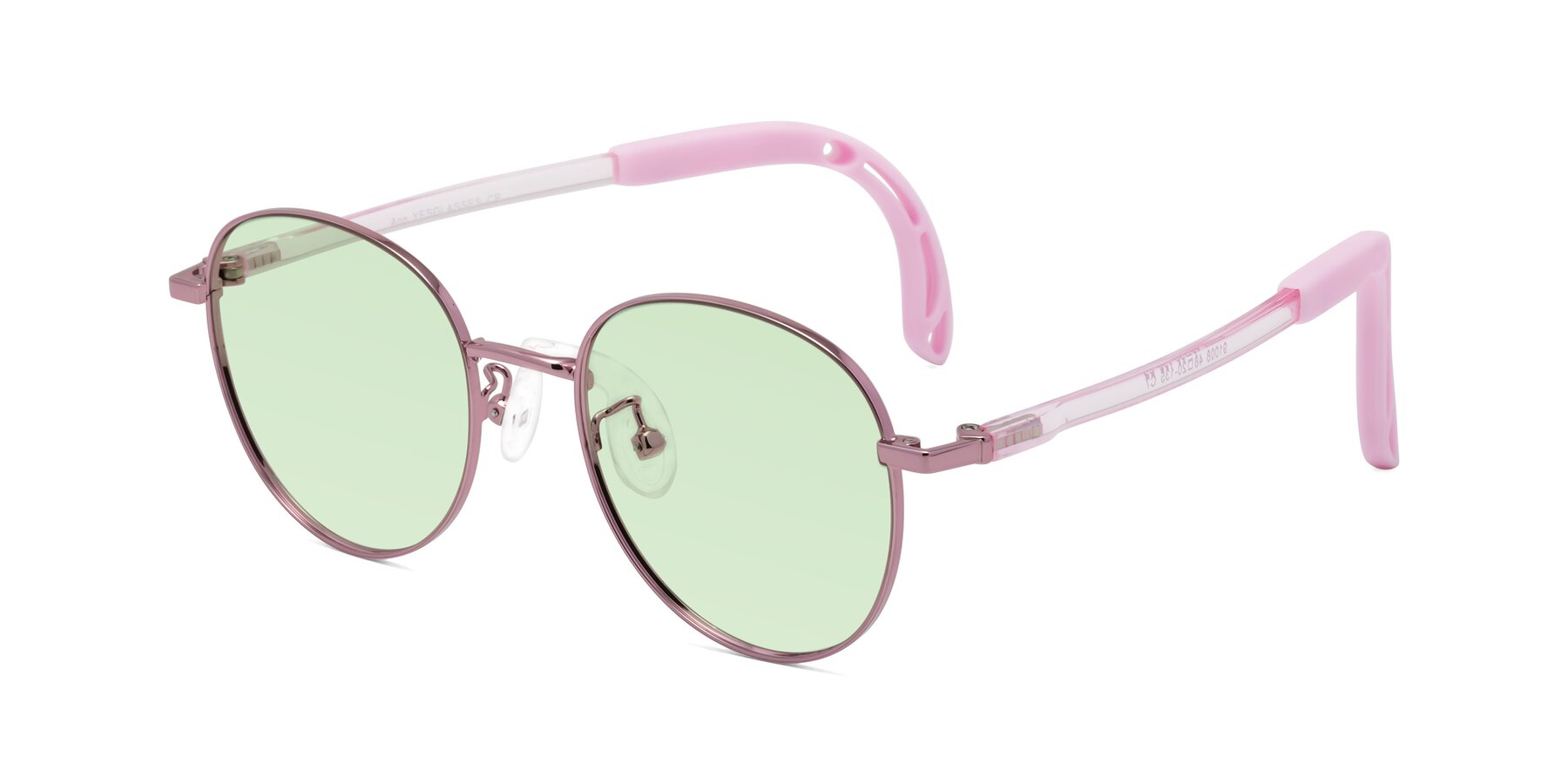 Angle of Ann in Artist Pink with Light Green Tinted Lenses