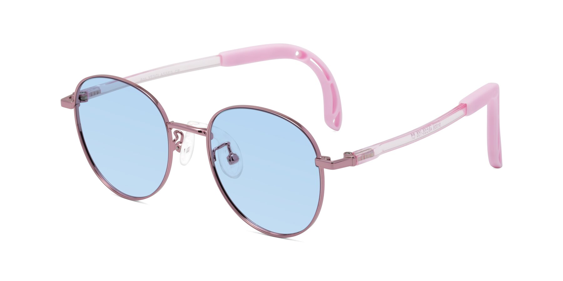 Angle of Ann in Artist Pink with Light Blue Tinted Lenses