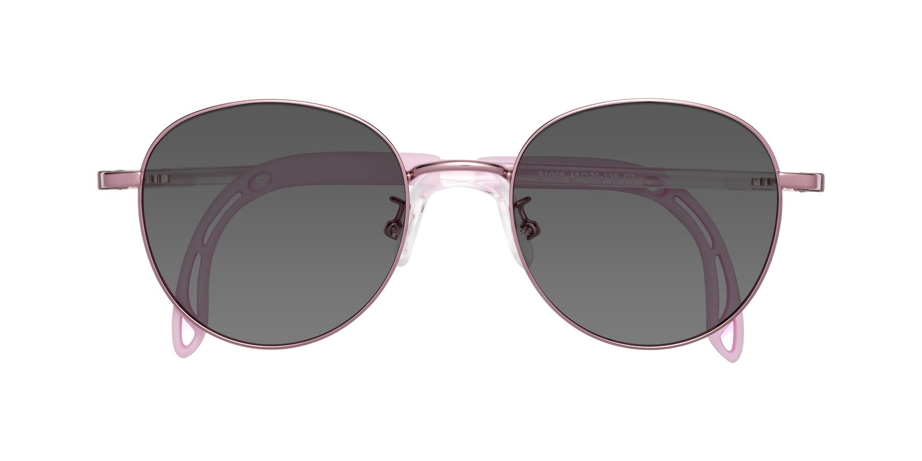 Folded Front of Ann in Artist Pink with Medium Gray Tinted Lenses