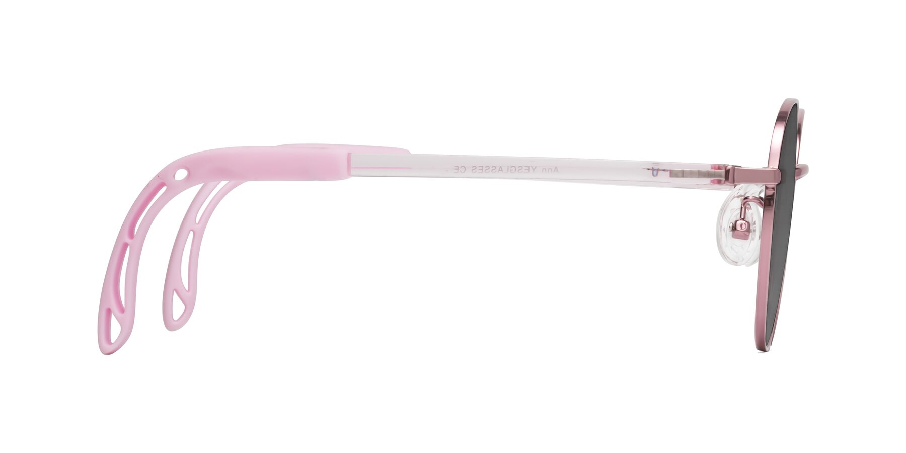 Side of Ann in Artist Pink with Medium Gray Tinted Lenses