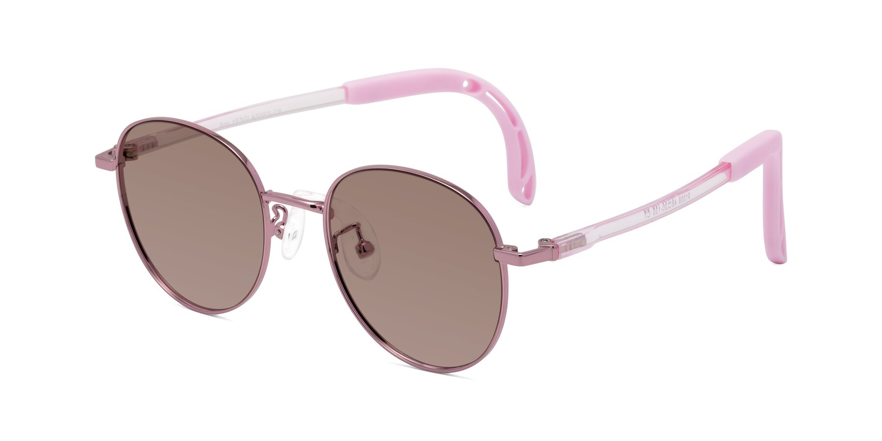 Angle of Ann in Artist Pink with Medium Brown Tinted Lenses