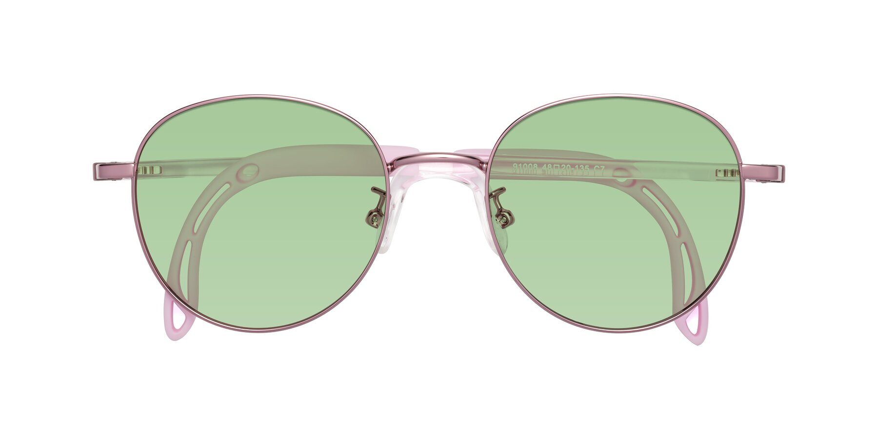 Folded Front of Ann in Artist Pink with Medium Green Tinted Lenses