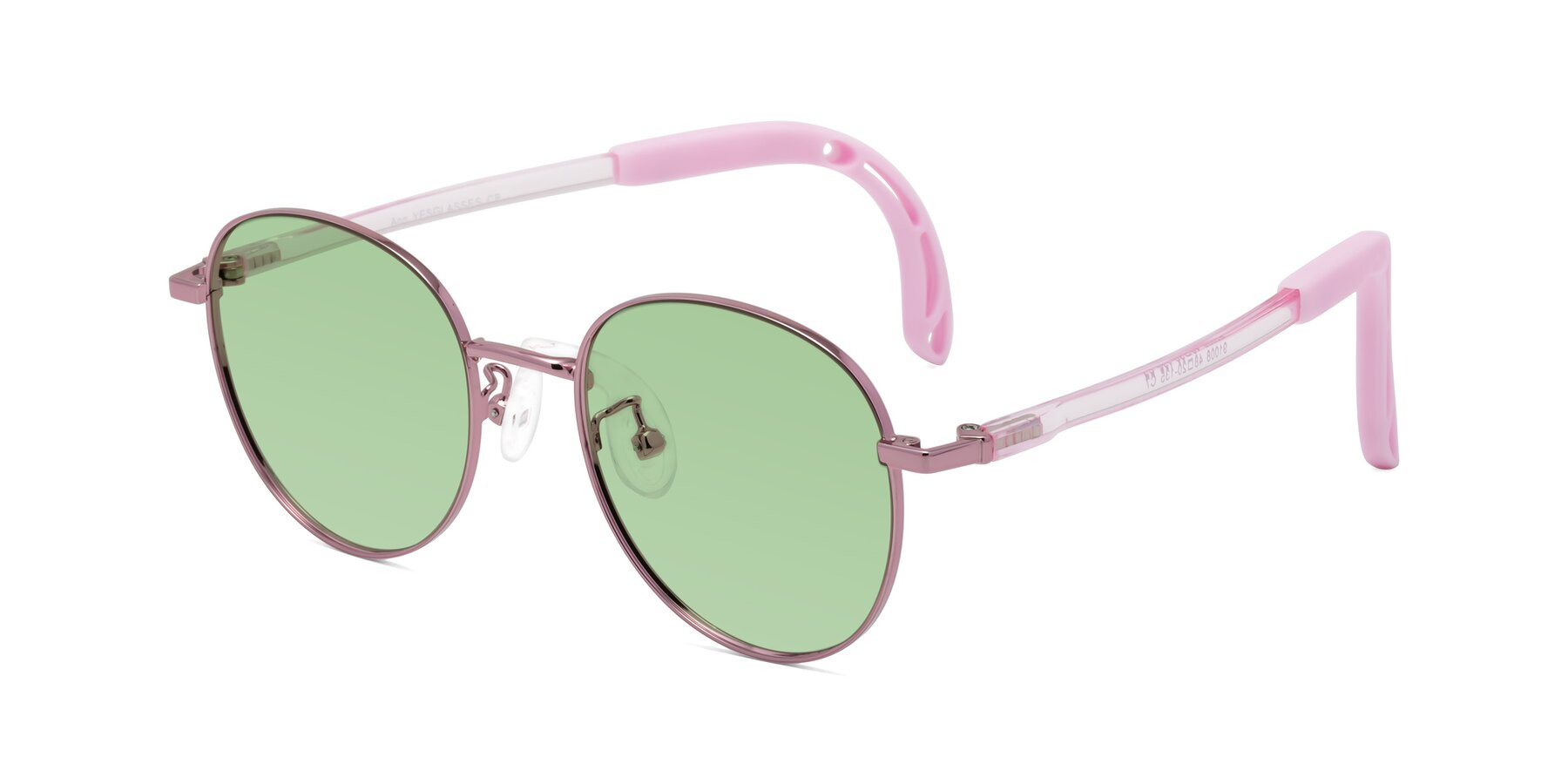 Angle of Ann in Artist Pink with Medium Green Tinted Lenses