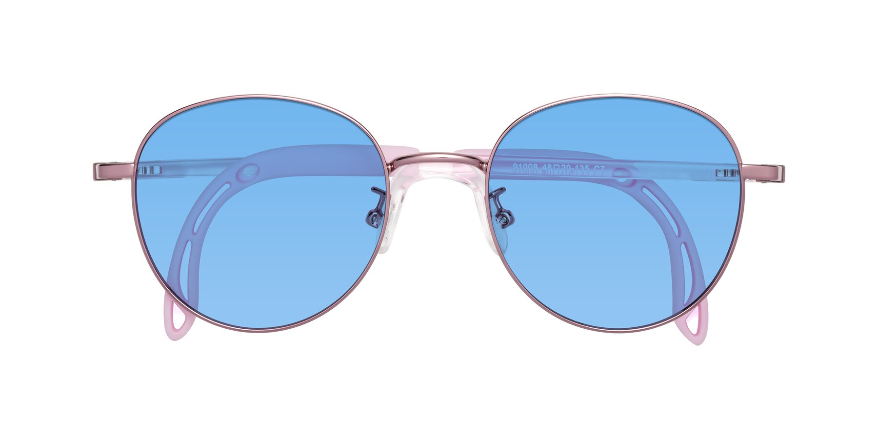 Folded Front of Ann in Artist Pink with Medium Blue Tinted Lenses