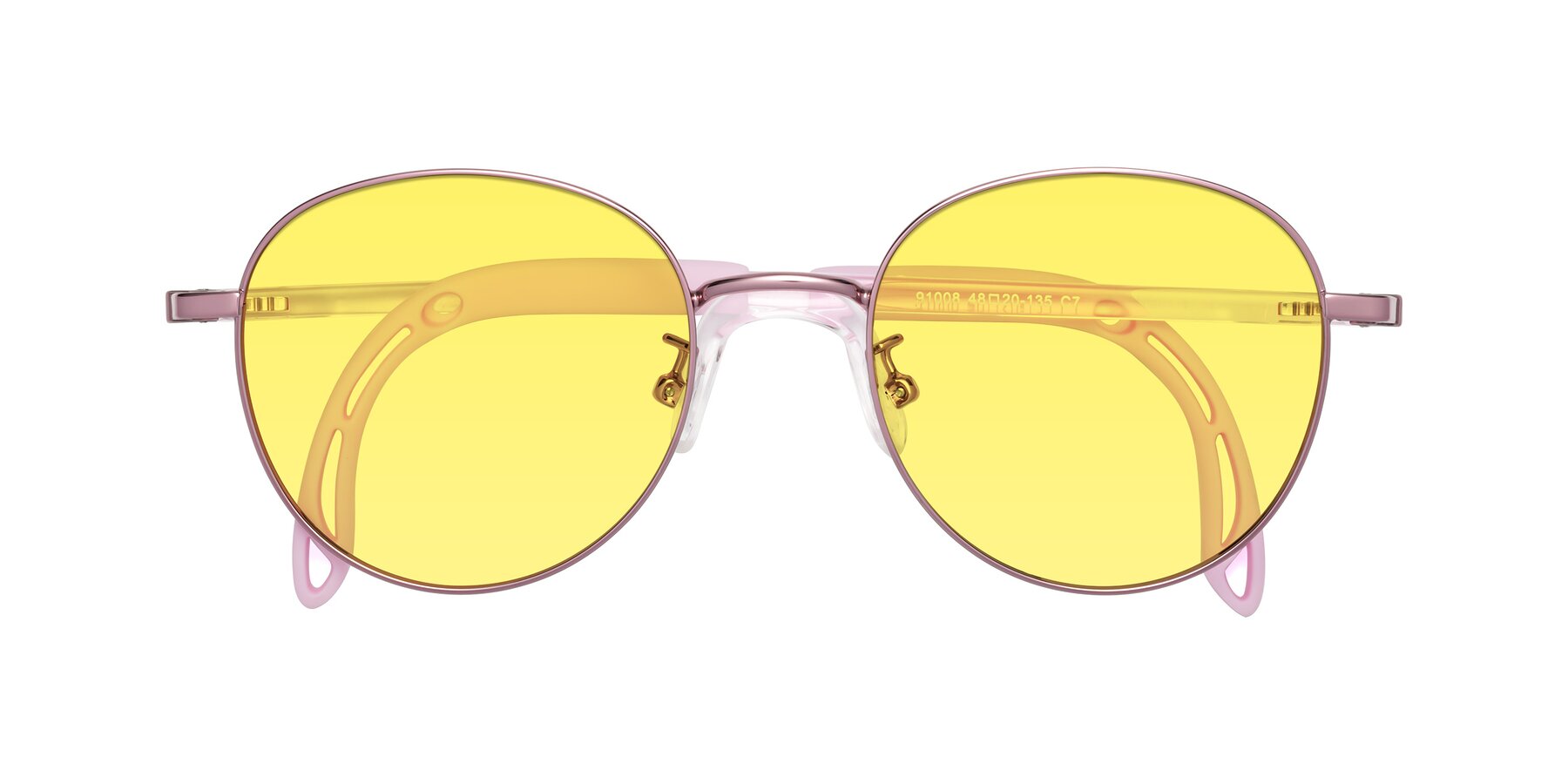 Folded Front of Ann in Artist Pink with Medium Yellow Tinted Lenses