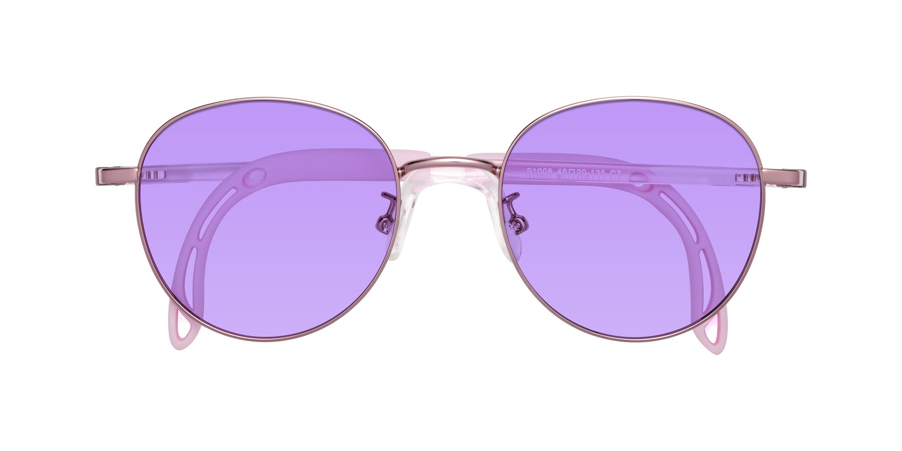 Folded Front of Ann in Artist Pink with Medium Purple Tinted Lenses