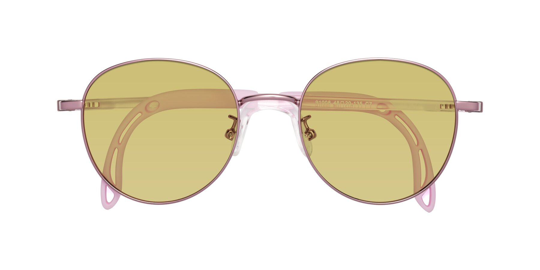 Folded Front of Ann in Artist Pink with Medium Champagne Tinted Lenses