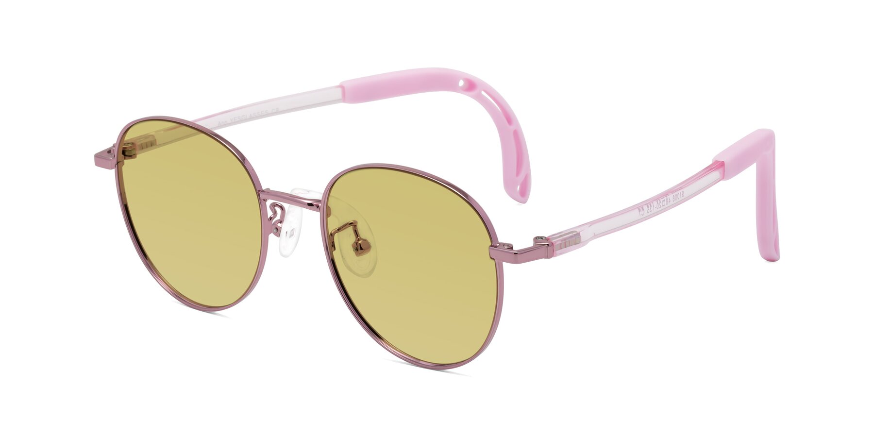 Angle of Ann in Artist Pink with Medium Champagne Tinted Lenses