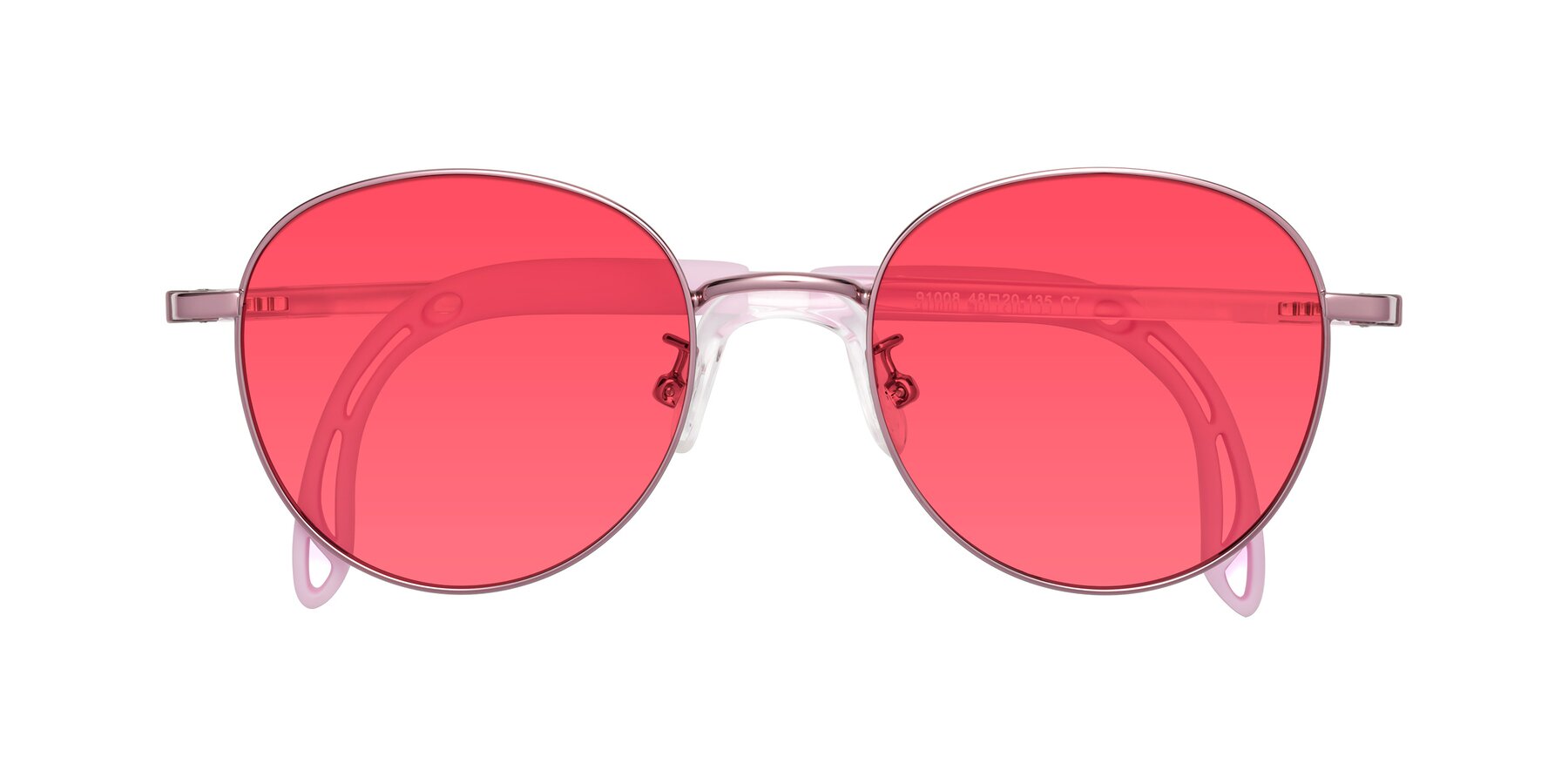 Folded Front of Ann in Artist Pink with Red Tinted Lenses