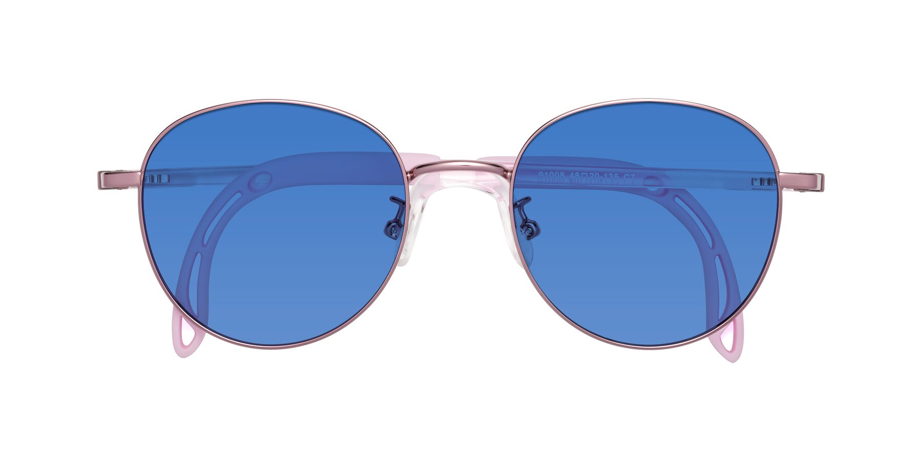 Folded Front of Ann in Artist Pink with Blue Tinted Lenses