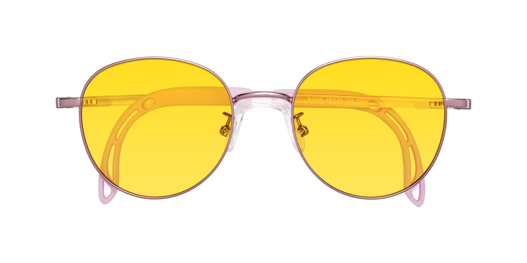 Folded Front of Ann in Artist Pink with Yellow Tinted Lenses