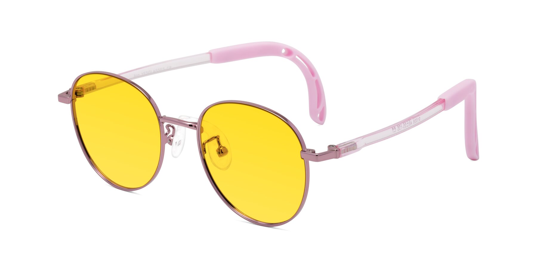 Angle of Ann in Artist Pink with Yellow Tinted Lenses