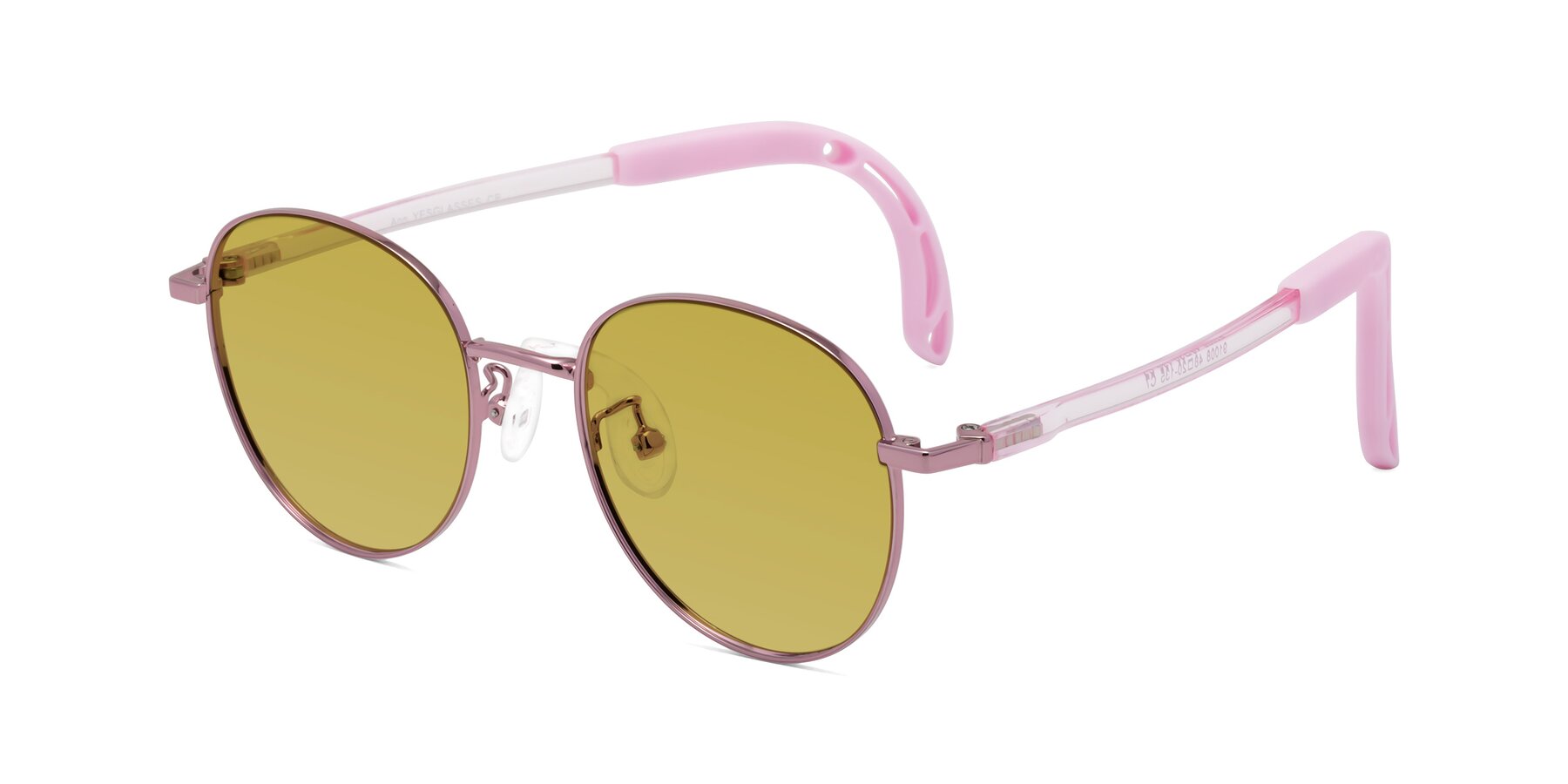 Angle of Ann in Artist Pink with Champagne Tinted Lenses