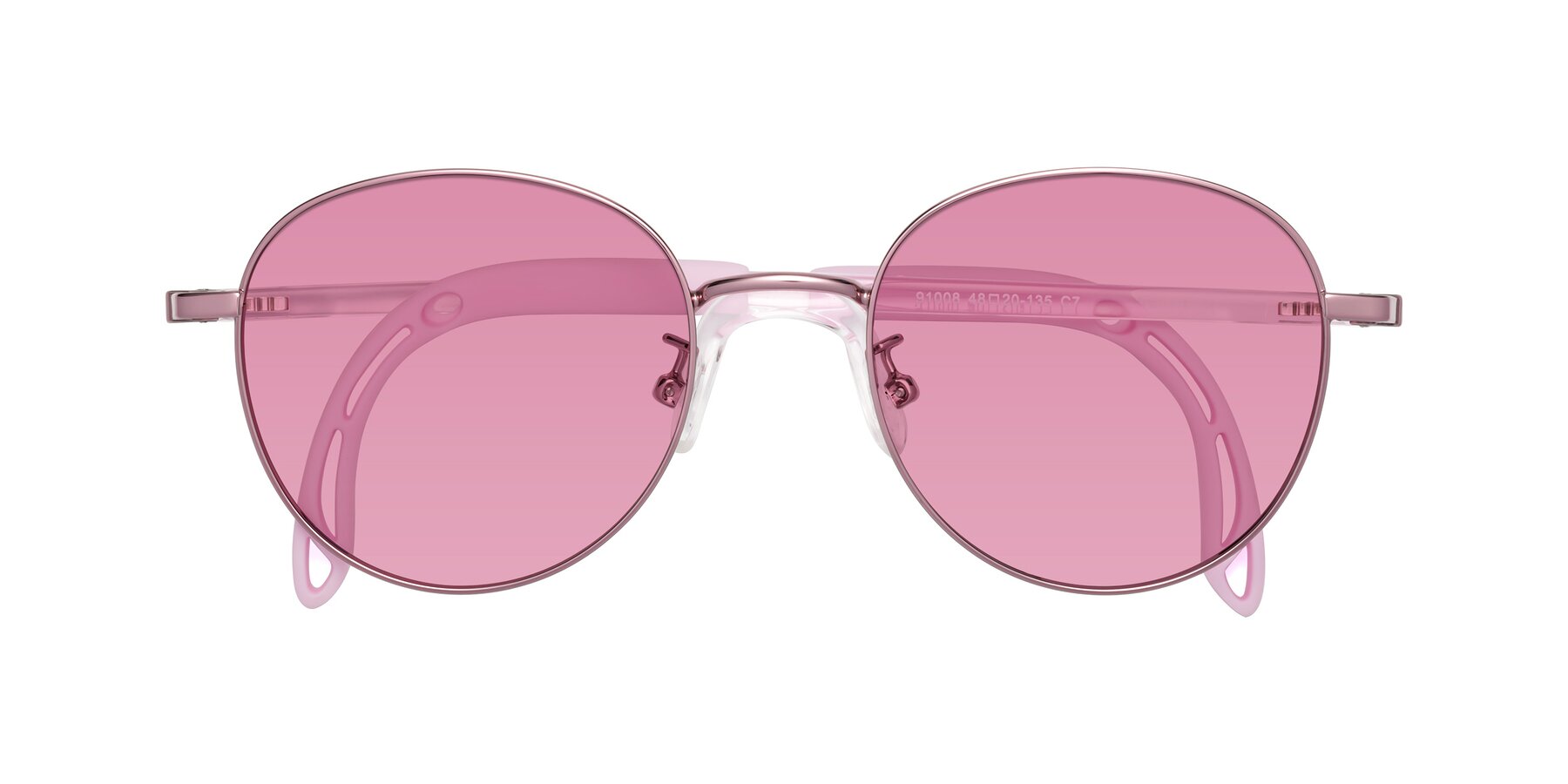 Folded Front of Ann in Artist Pink with Medium Wine Tinted Lenses