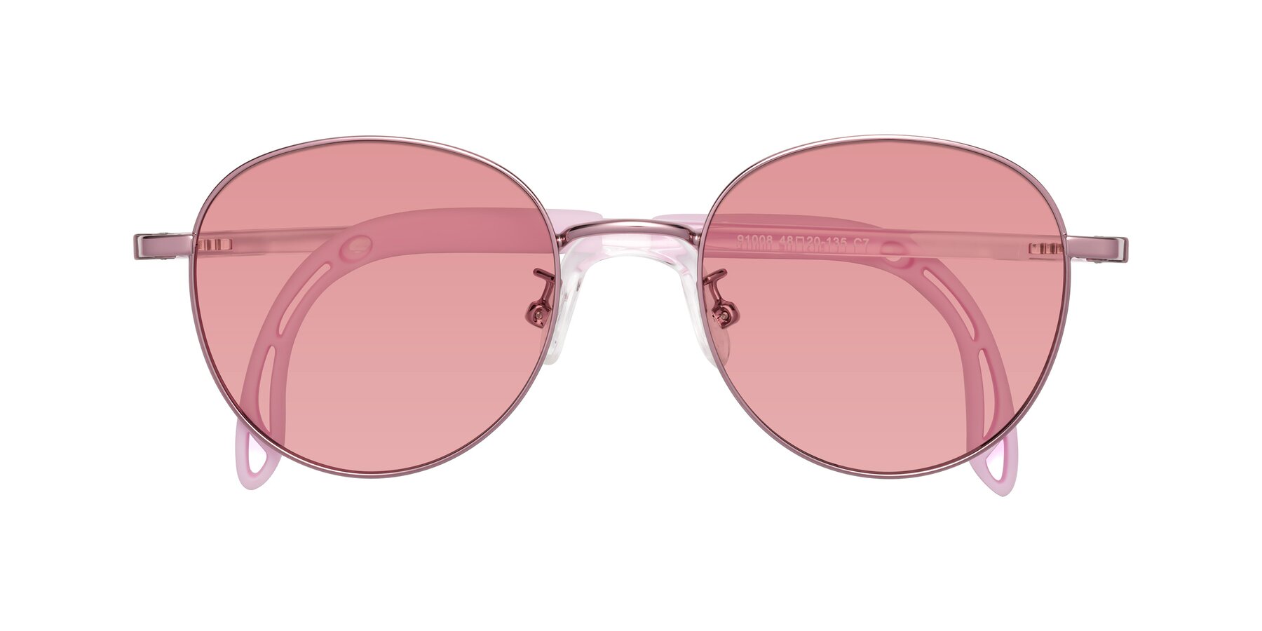 Folded Front of Ann in Artist Pink with Medium Garnet Tinted Lenses