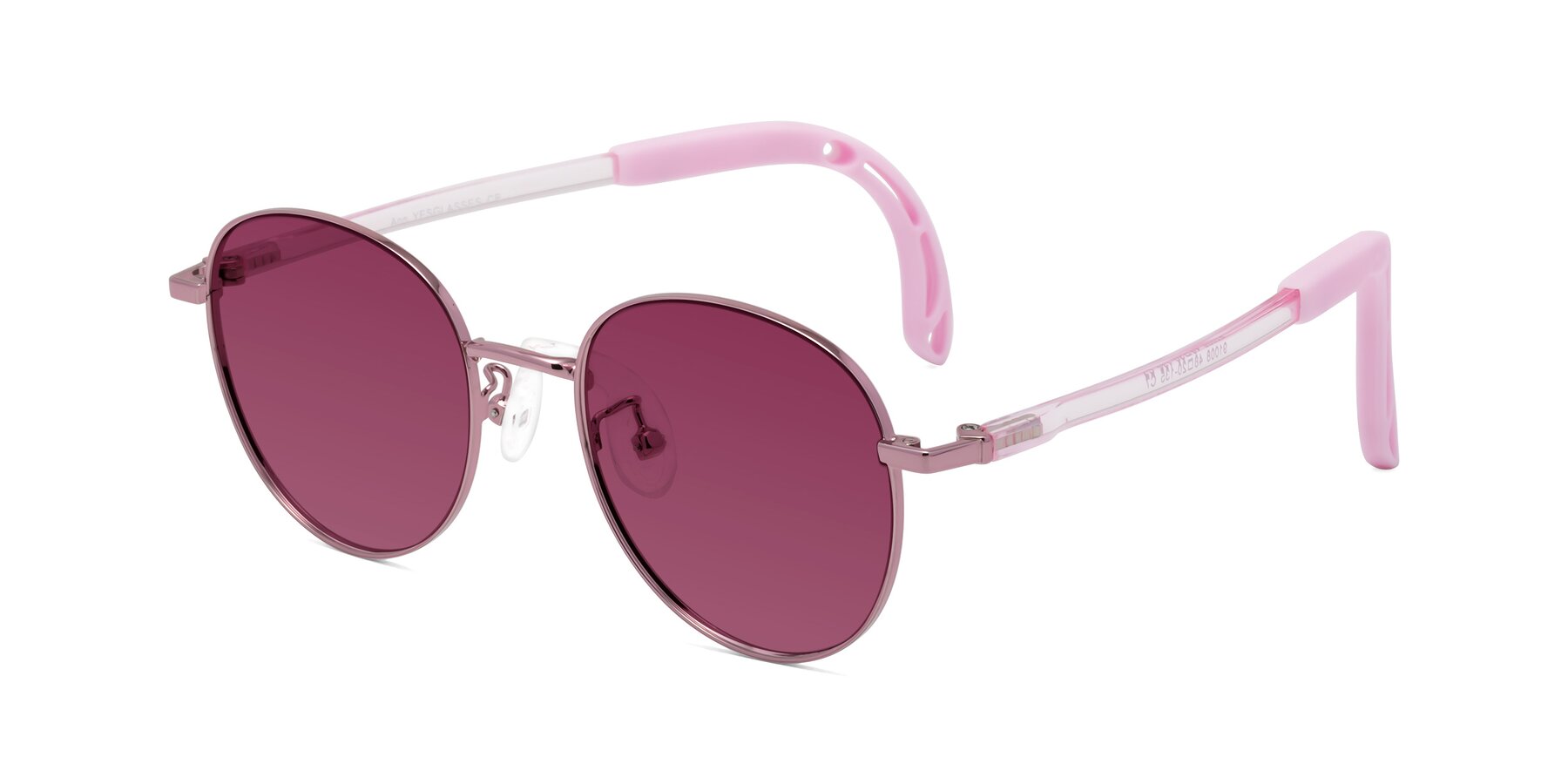 Angle of Ann in Artist Pink with Wine Tinted Lenses